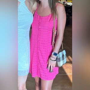 Von Maur pink button up dress